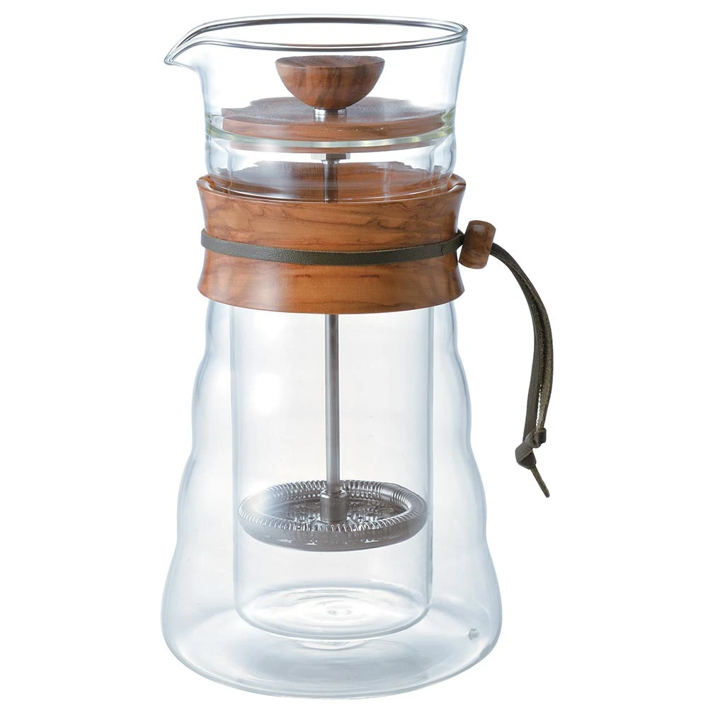 Hario Double Glass Olive Wood Coffee Press 1 Hario Double Glass Olive Wood Coffee Press