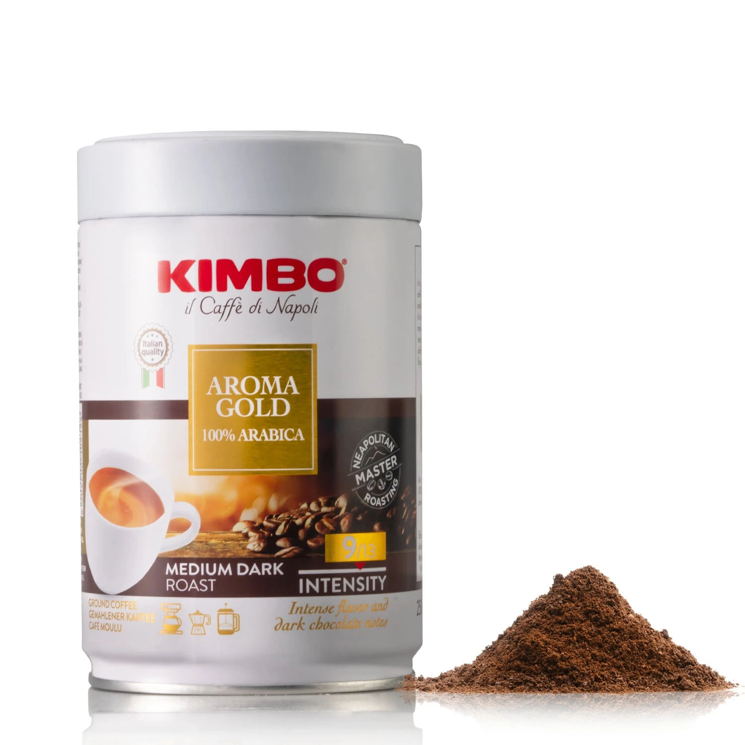 Kimbo Il Caffe Di Napoli Aroma Gold 100% Arabica Ground 250g - Tin 2 Kimbo Il Caffe Di Napoli Aroma Gold 100% Arabica Ground 250g - Tin - Image 2