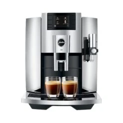 JURA E8 Espresso Machine - Chrome (NAA) -Coffee Promotion Shop E8 Chrome NAA frontal 2xespresso square