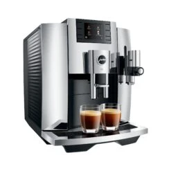 JURA E8 Espresso Machine - Chrome (NAA) -Coffee Promotion Shop E8 Chrome NAA leftprofle 2xespresso square