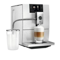 JURA ENA 8 Espresso Machine - Massive Aluminum 19 JURA ENA 8 Espresso Machine - Massive Aluminum -Coffee Promotion Shop ENA 8 Massive Aluminum angle latte macchiato Glass Milk Container